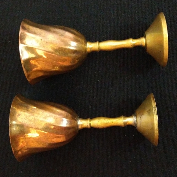 Vintage 1950’s/60’s Solid Brass Mini Goblet Set of two - Picture 5 of 5